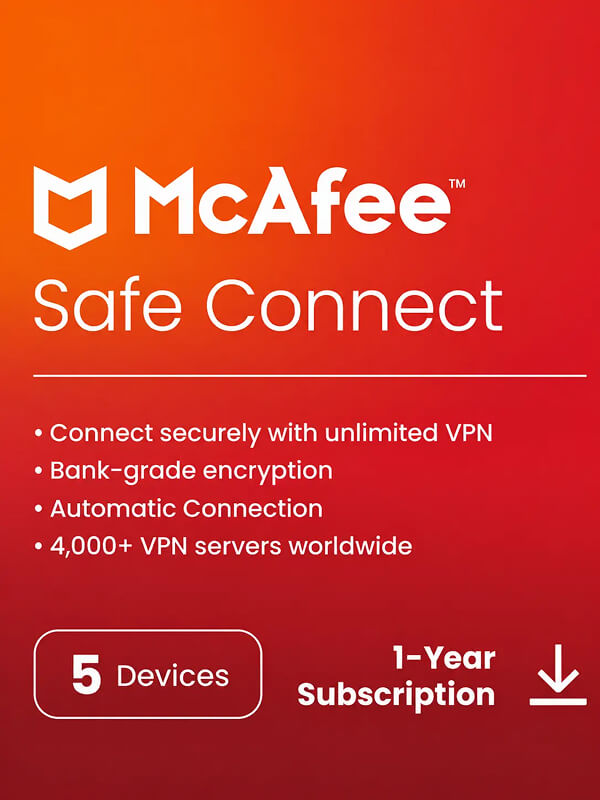 McAfee Safe Connect Premium (1 Year / 5 Devices)